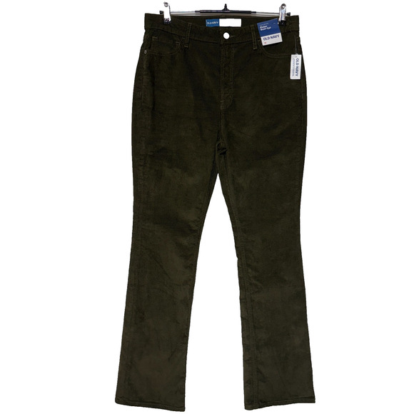 Old Navy Pants Womens 10 Brown Corduroy Kicker Bootcut Hi Rise Actual 33X32 NWT - Picture 1 of 10